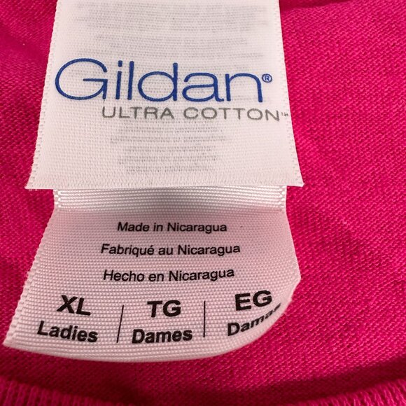 Gildan Ultra Cotton Pink T Shirt XL Route 66 Parrot Head Club Graphic Ladies Fit - Picture 4 of 6